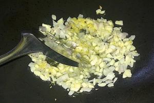 Saute garlic, onion & ginger