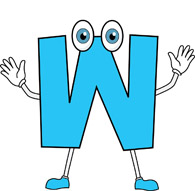 letter W cartoon alphabet