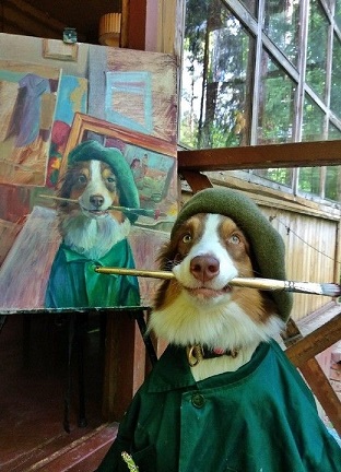 cute dog artist