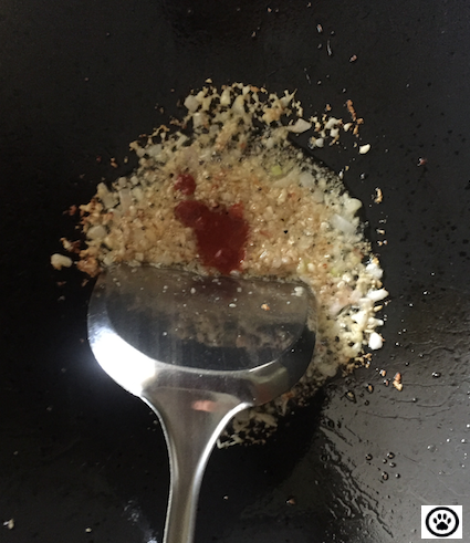 fry ginger and garlic and chili paste